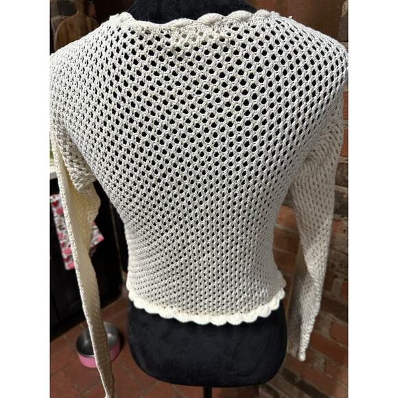 Altar’d State Crochet Sweater Pullover Neutral floral hippie Boho Ivory XS - Picture 2 of 7